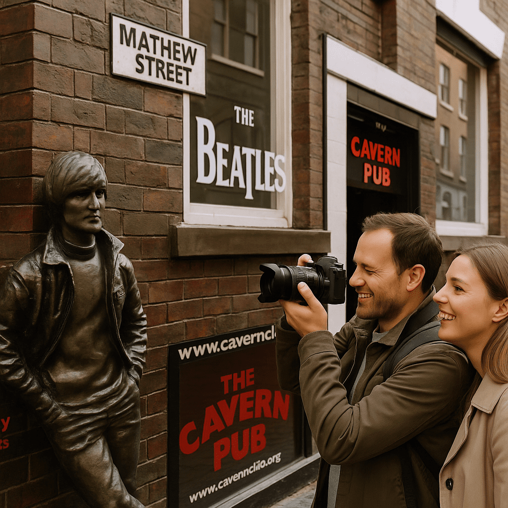 Deutsches Paar fotografiert Beatles-Orte in Liverpool am Nachmittag