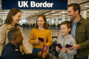 Familie an der Grenze – neue Einreisegenehmigung UK ETA 2025