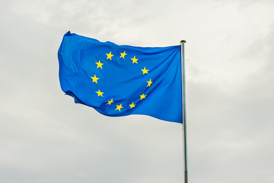 EU-Flagge weht am Fahnenmast