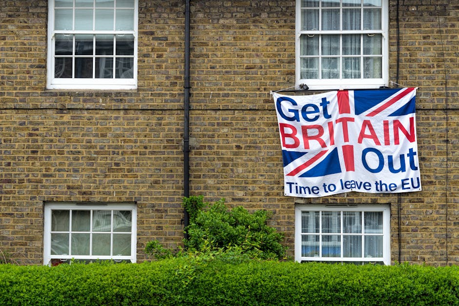 Brexit-Protestschild mit Union Jack